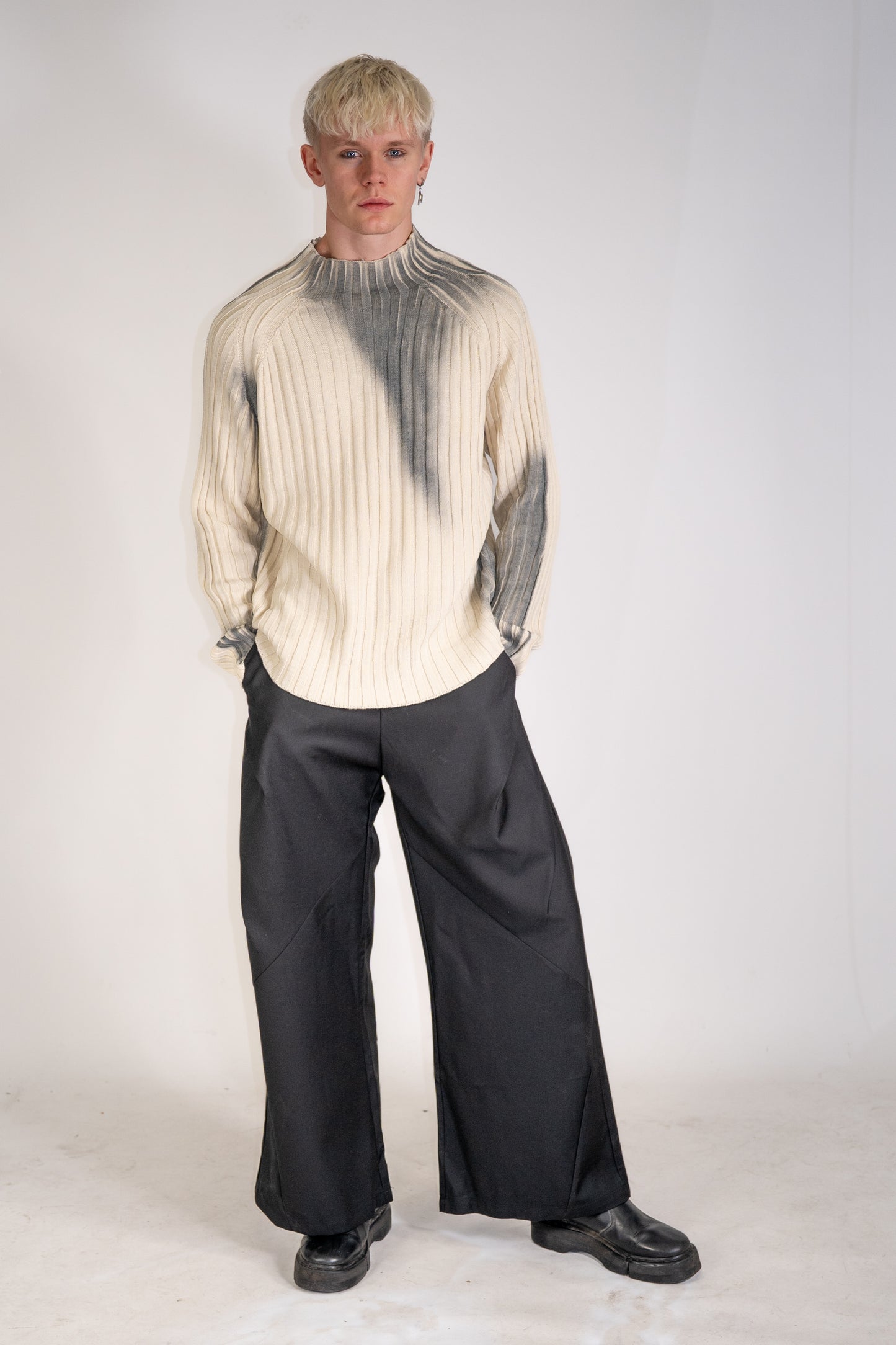 Langarm Ribstrick weiss