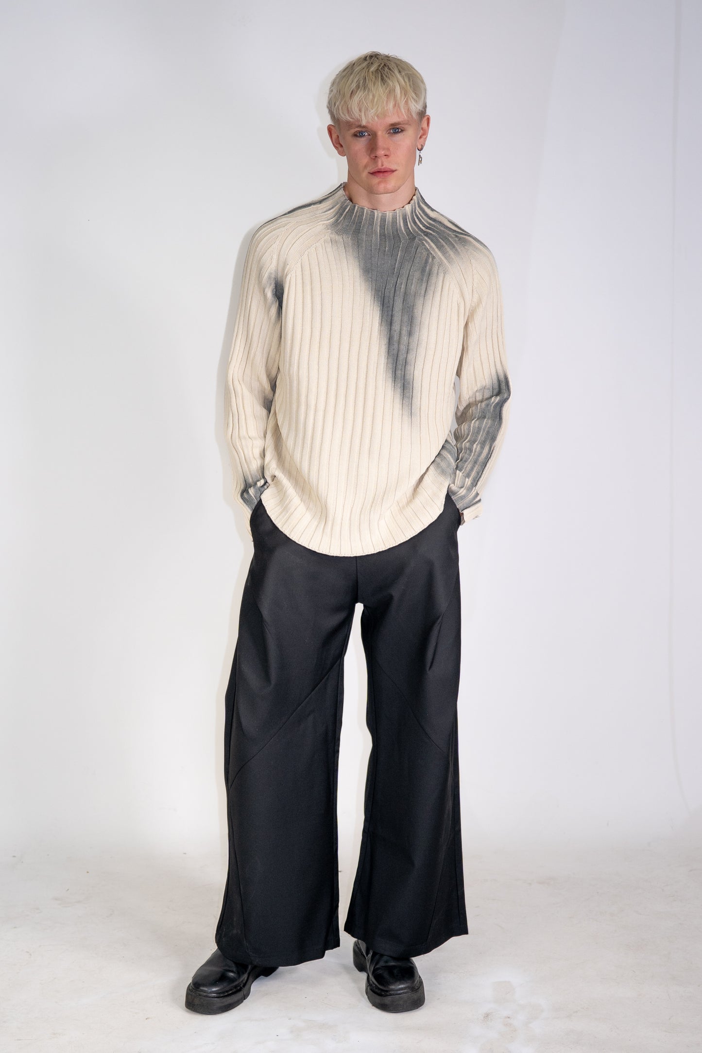 Langarm Ribstrick weiss