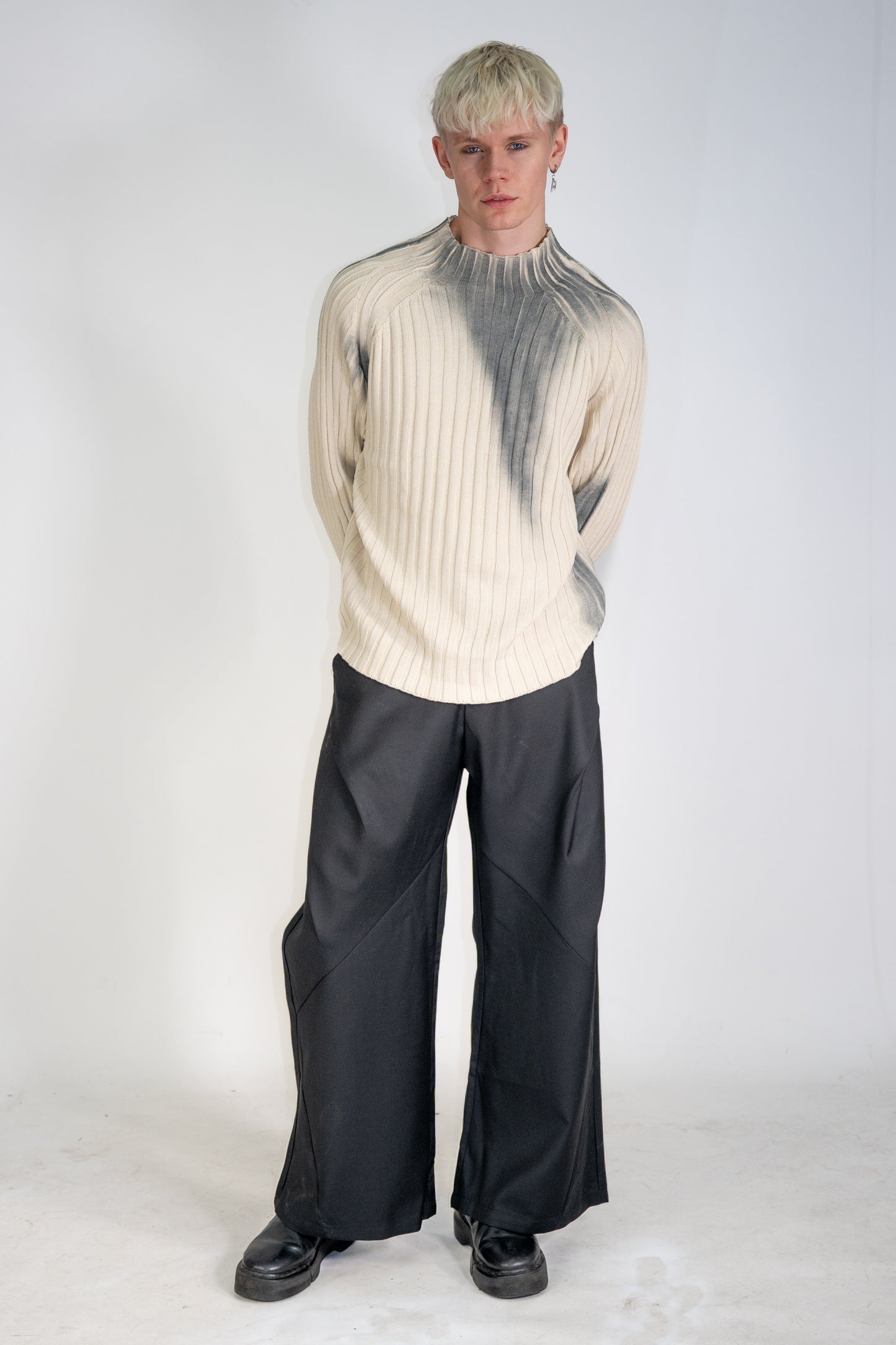 Langarm Ribstrick weiss