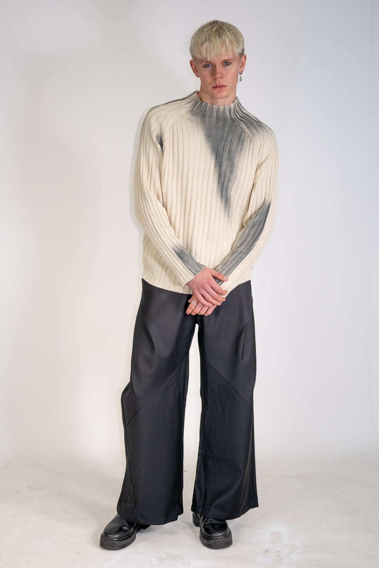 Langarm Ribstrick weiss