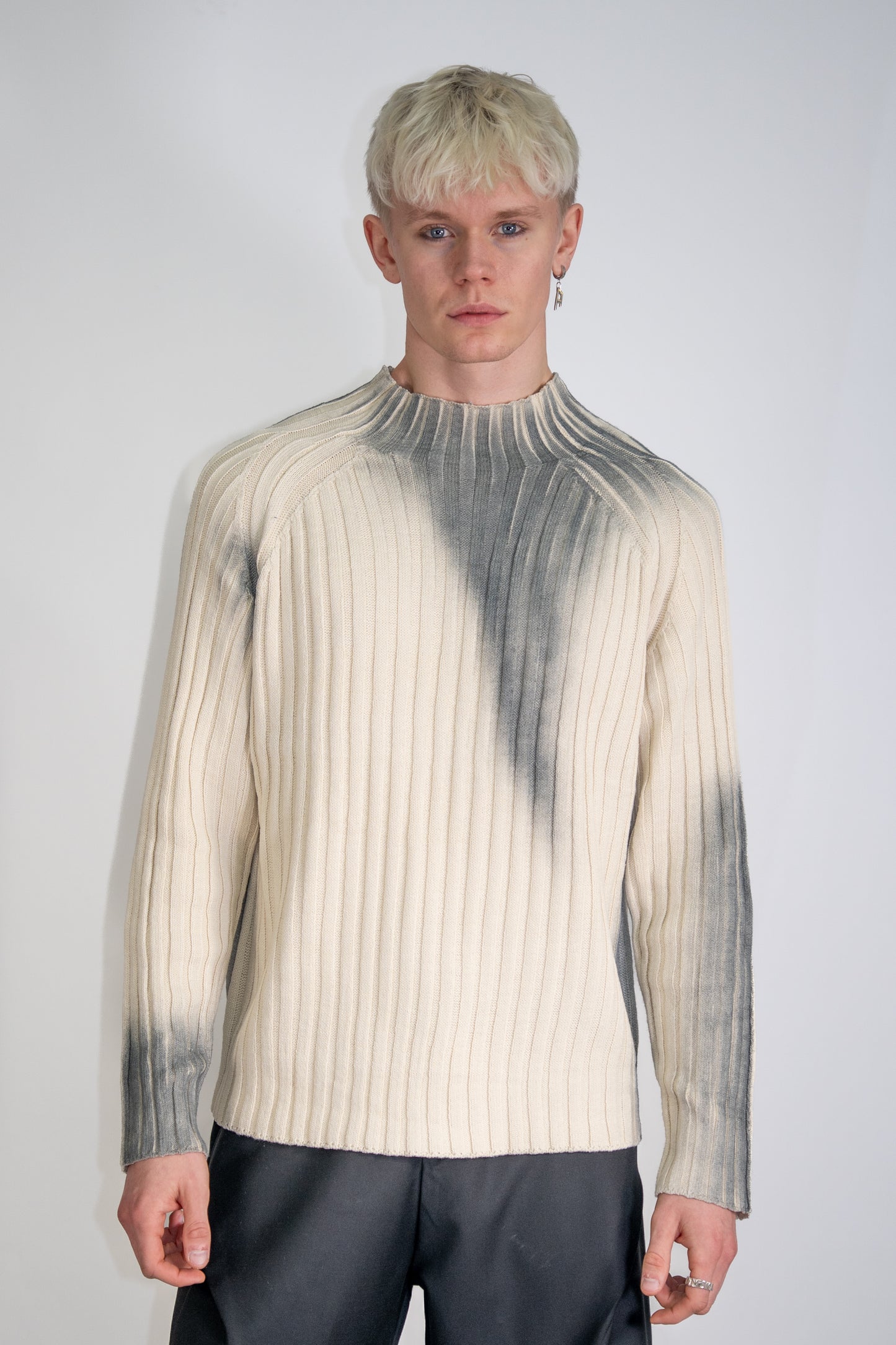 Langarm Ribstrick weiss